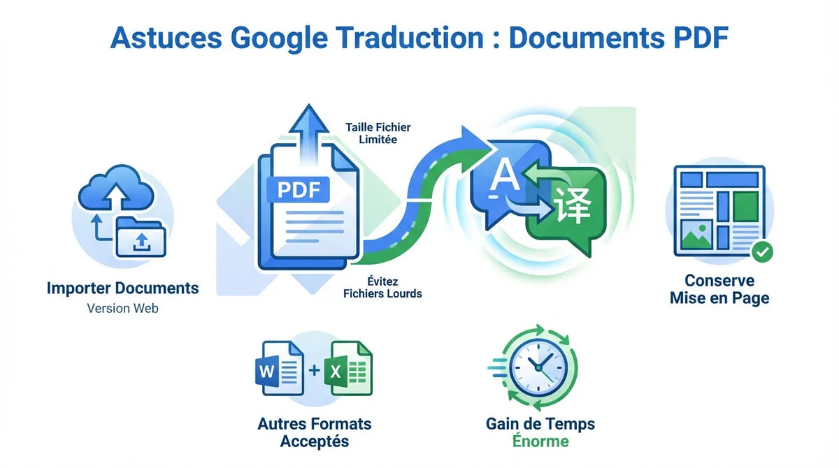 Interface de traduction de documents PDF sur Google Traduction