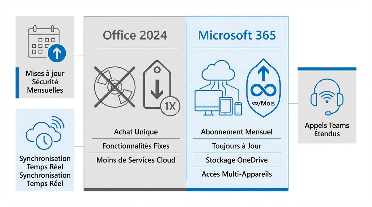 Comparaison Office 2024 vs Microsoft 365