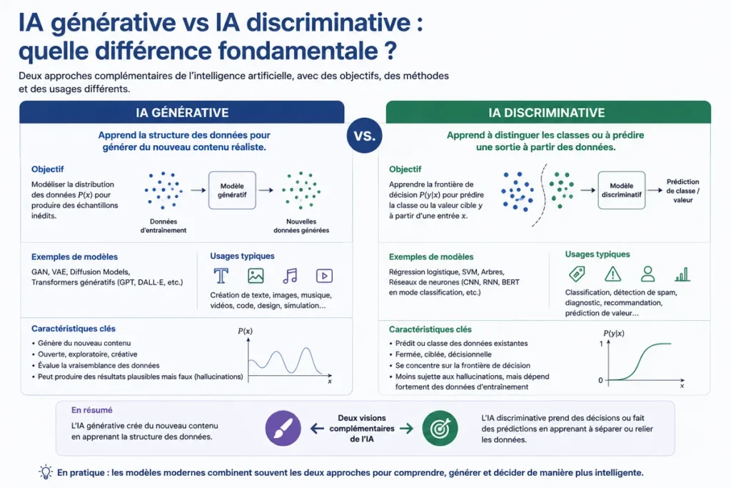 Comparaison de l'IA générative et discriminative