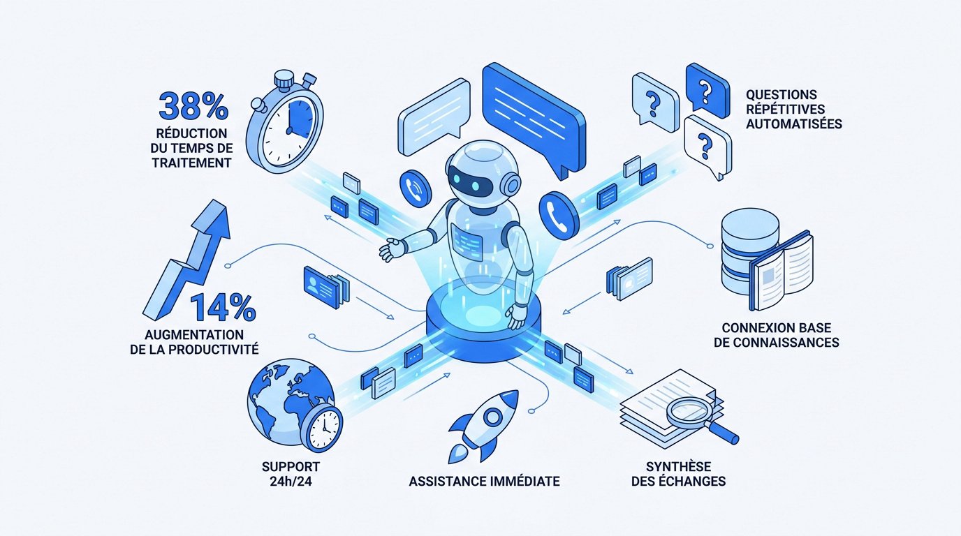 Interface d'un assistant IA service client pour une PME optimisant sa productivité