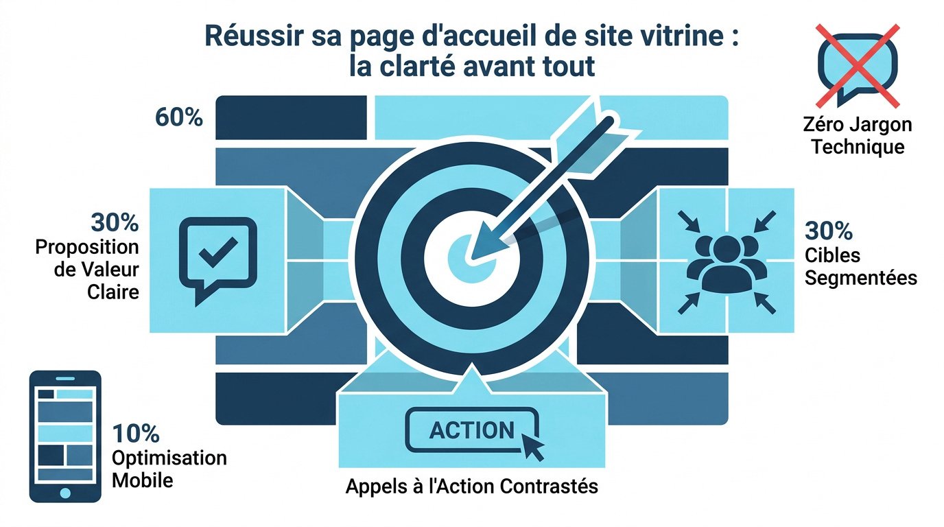 Illustration de la clarté visuelle pour une page d'accueil de site vitrine efficace