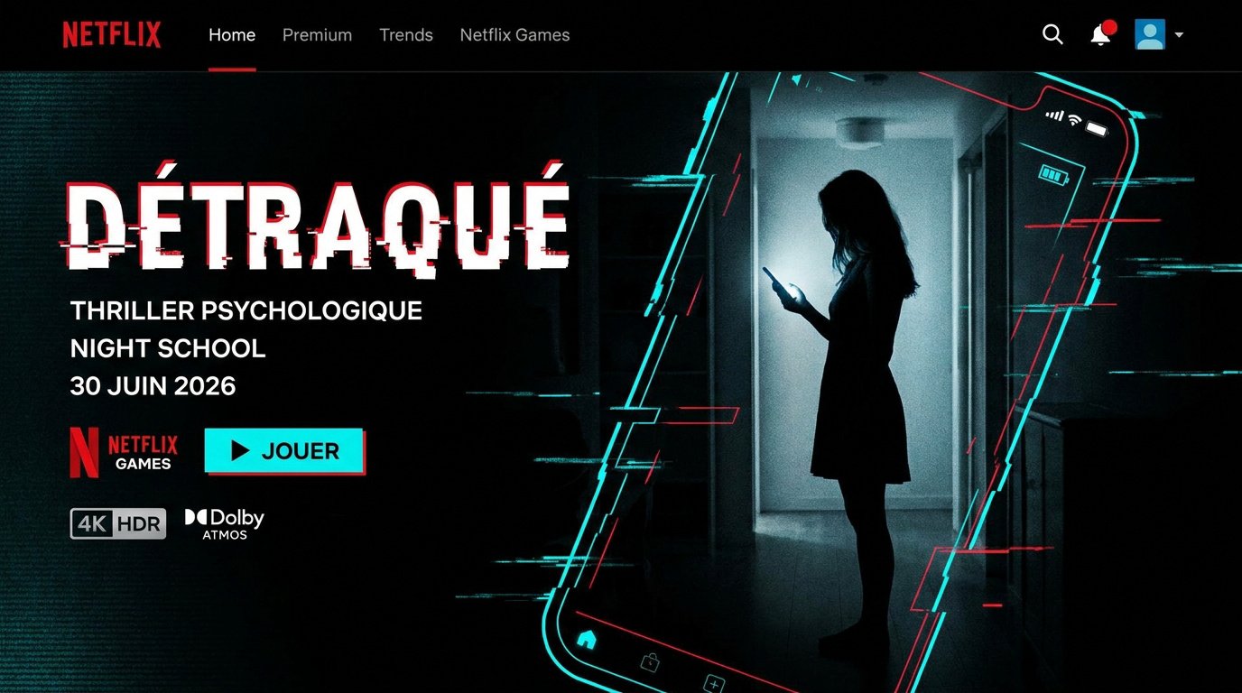 Illustration du jeu d'horreur Détraqué sur Netflix avec Ava dans l'obscurité