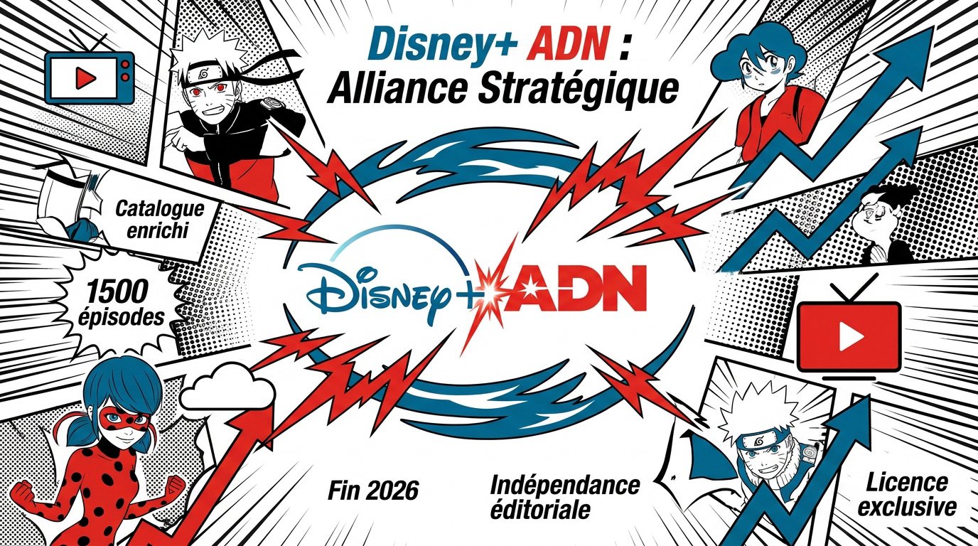 Illustration de l'alliance stratégique entre Disney+ et ADN pour le catalogue d'animes en France
