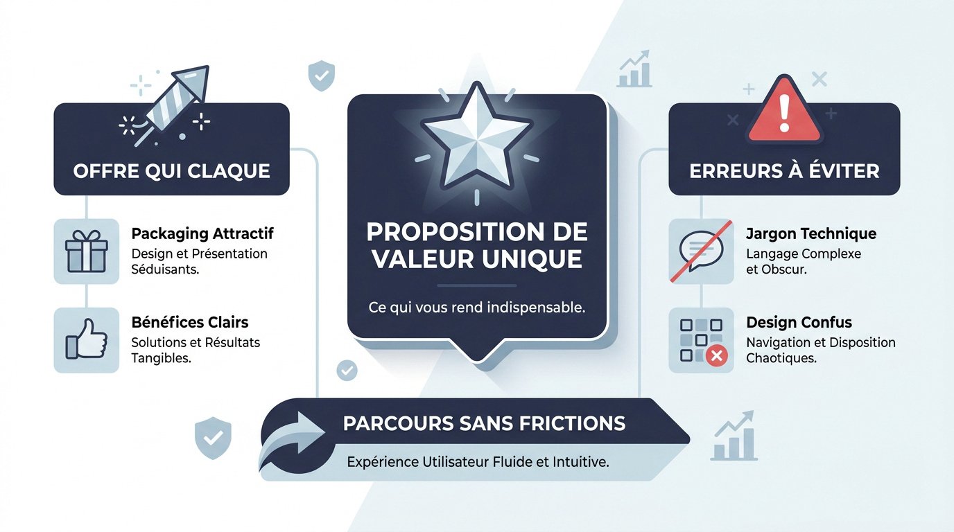 Infographie expliquant la relation entre proposition de valeur unique et conversion web