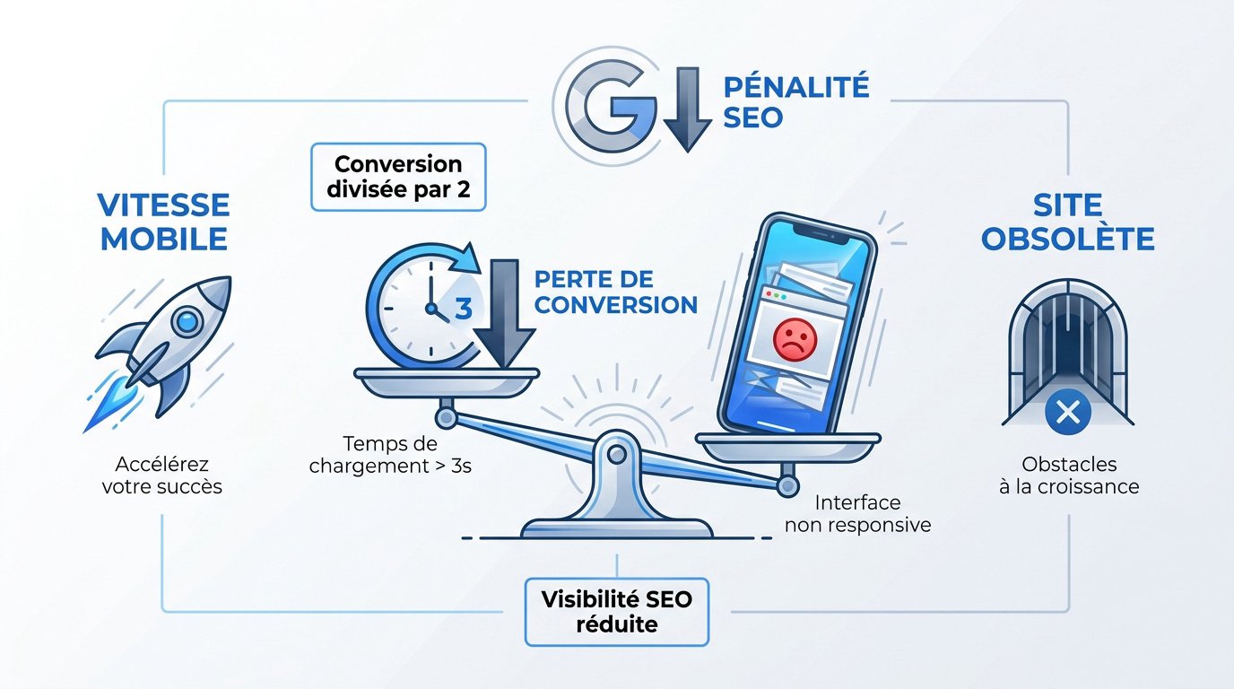Impacts négatifs d'un site web lent et non adapté au mobile sur le SEO