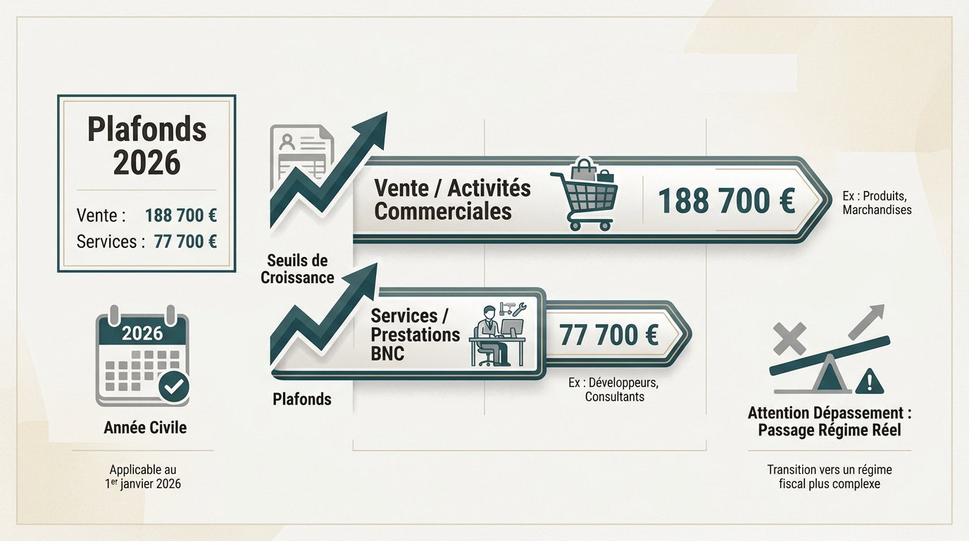 Graphique des seuils de chiffre d'affaires micro-entreprise 2026