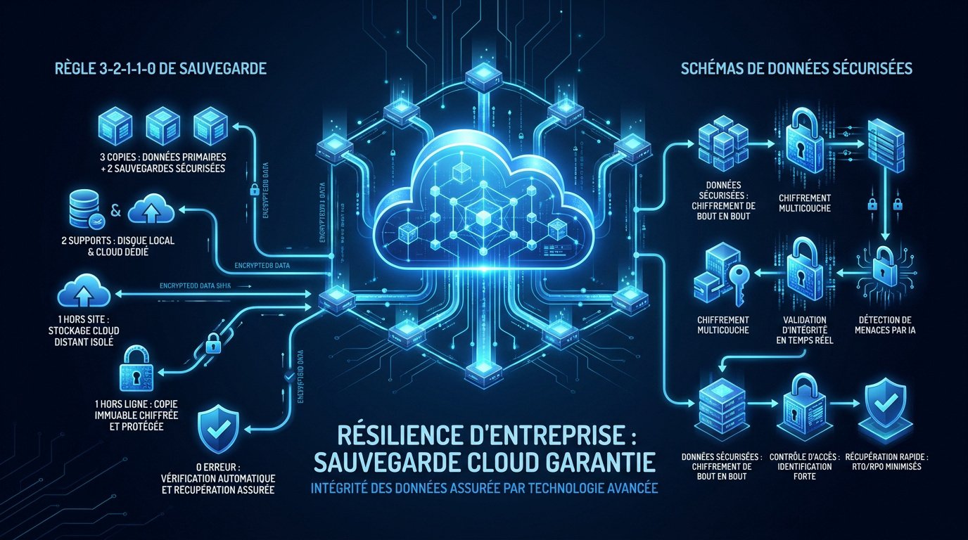 Illustration de la résilience informatique et de la sauvegarde cloud sécurisée pour entreprise