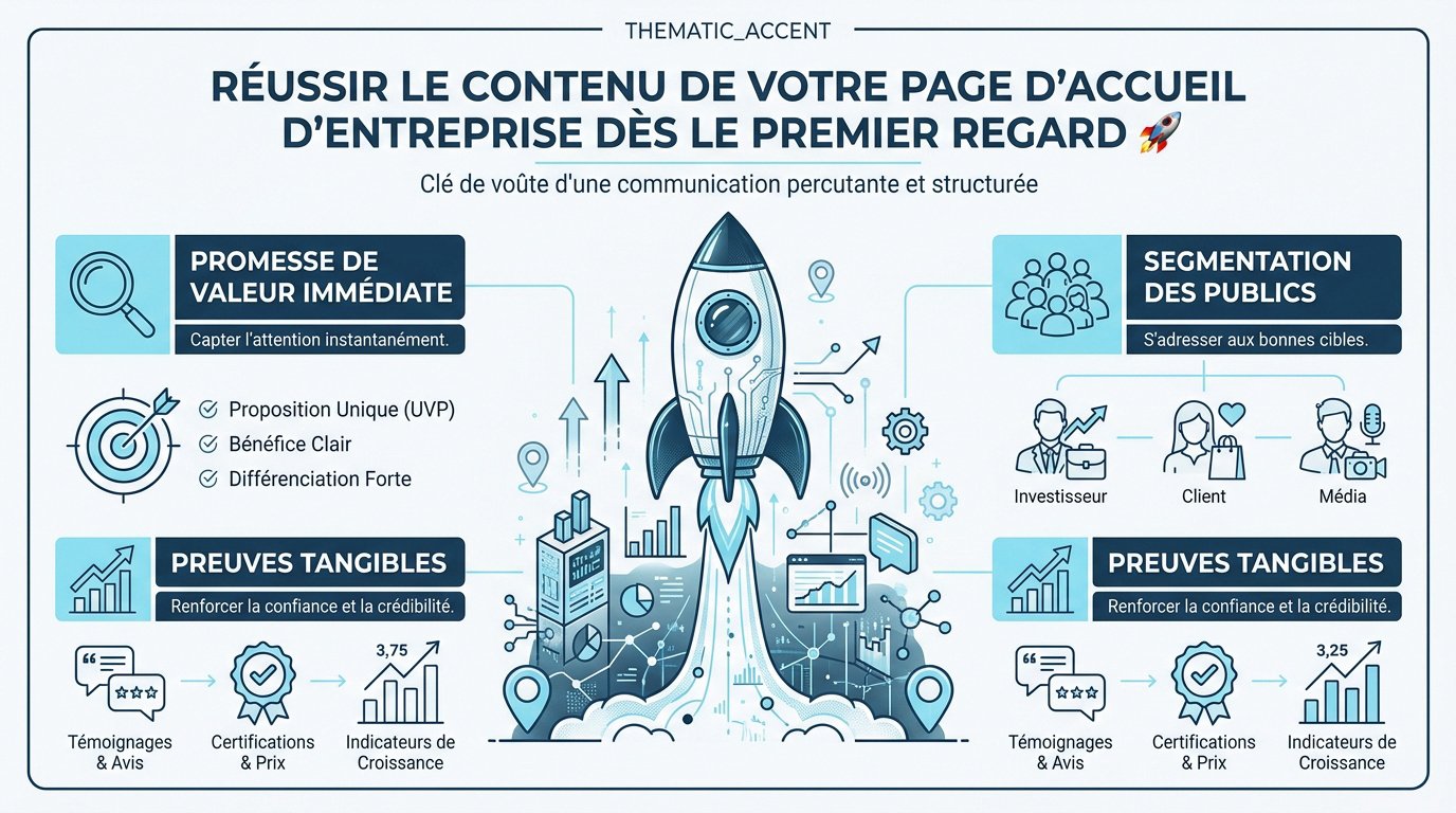 Optimisation de la page d'accueil pour entreprise avec segmentation et promesse de valeur