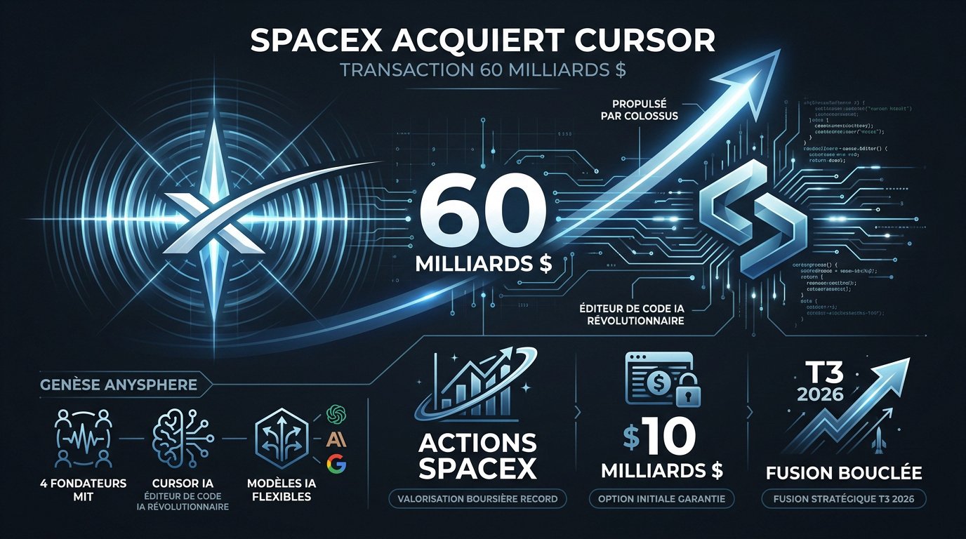 SpaceX acquiert l'éditeur de code IA Cursor pour 60 milliards de dollars