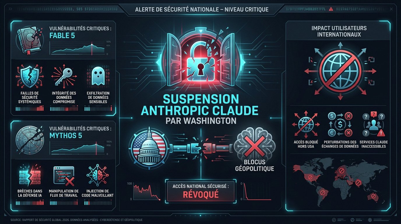 Illustration de la suspension d'Anthropic Claude pour raisons de sécurité nationale