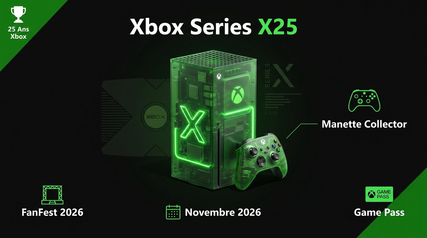 Console Xbox Series X25 édition limitée 25e anniversaire vert translucide