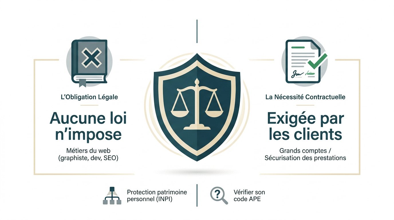Comparaison entre obligation légale d'assurance et exigences contractuelles pour les freelances