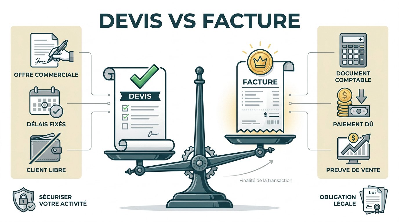 Comparaison entre devis et facture pour entrepreneur