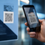 Smartphone scannant un QR code neutre dans un contexte de vigilance numérique