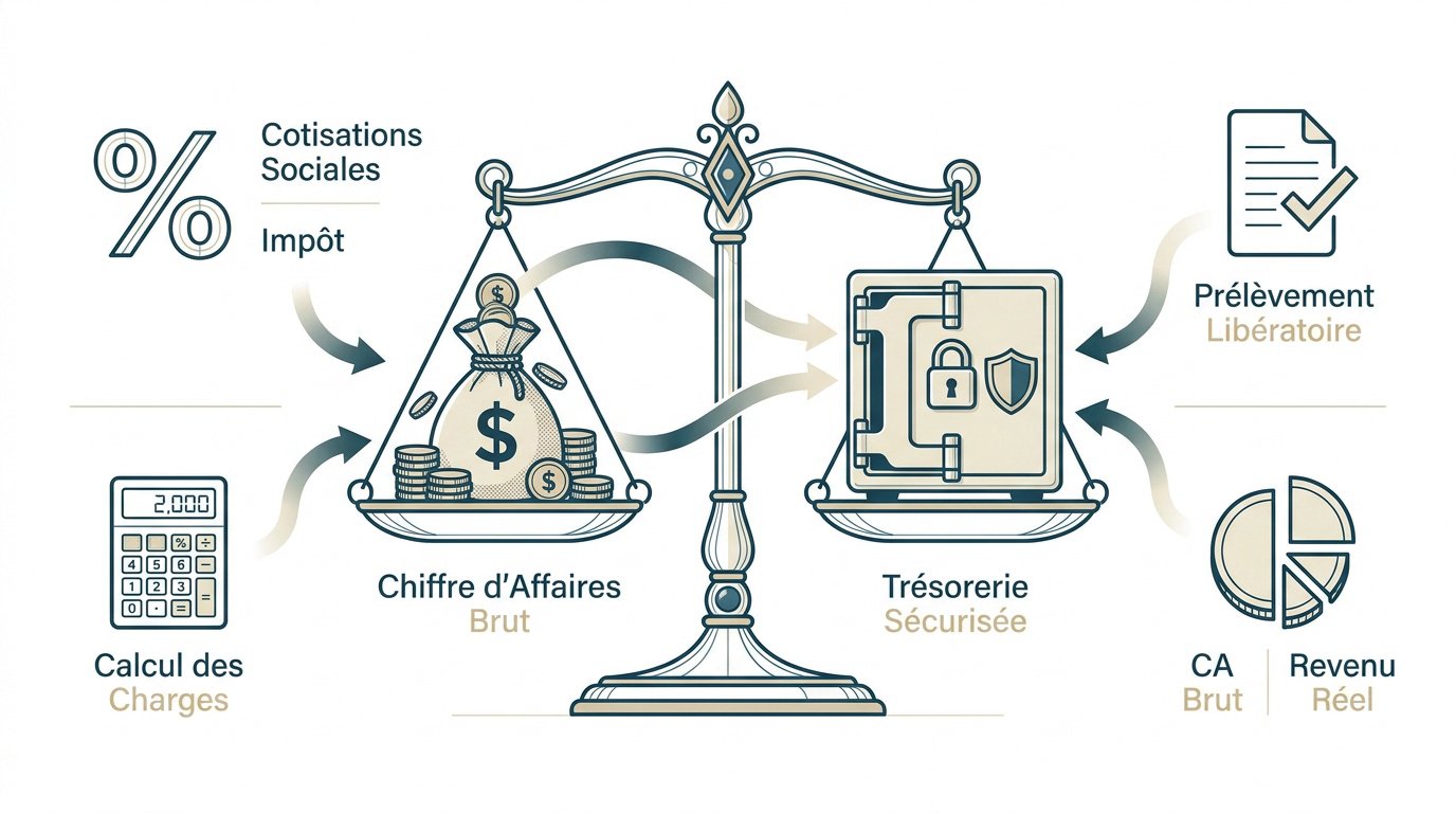 Infographie sur l'équilibre financier et la sécurité de la trésorerie en micro-entreprise