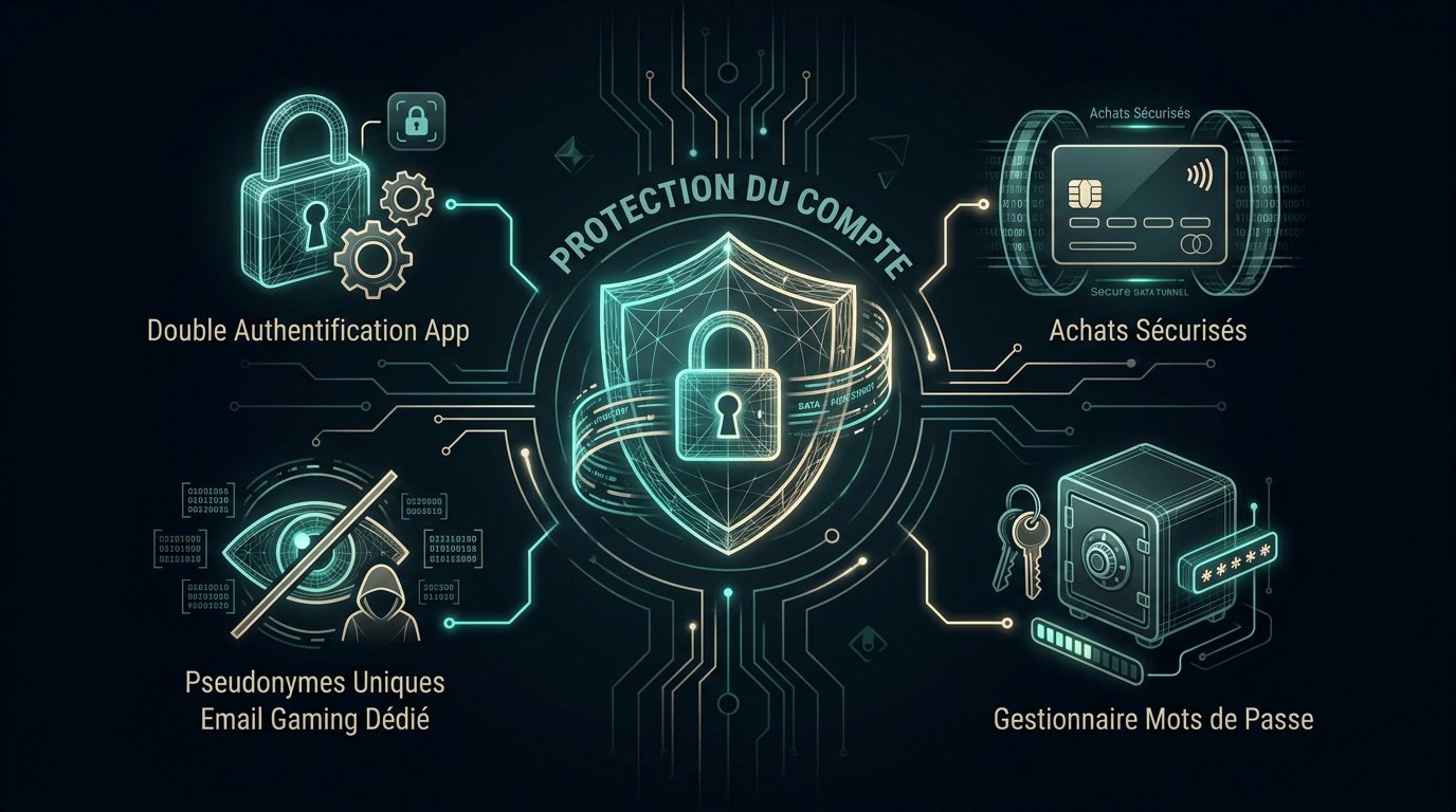 Infographie sur la sécurité dans le gaming et la protection des achats numériques