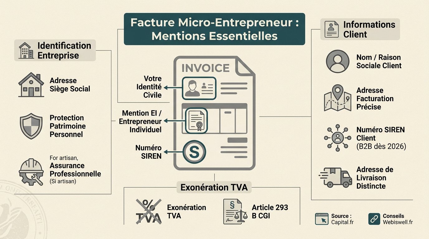 Liste des mentions obligatoires pour une facture de micro-entrepreneur