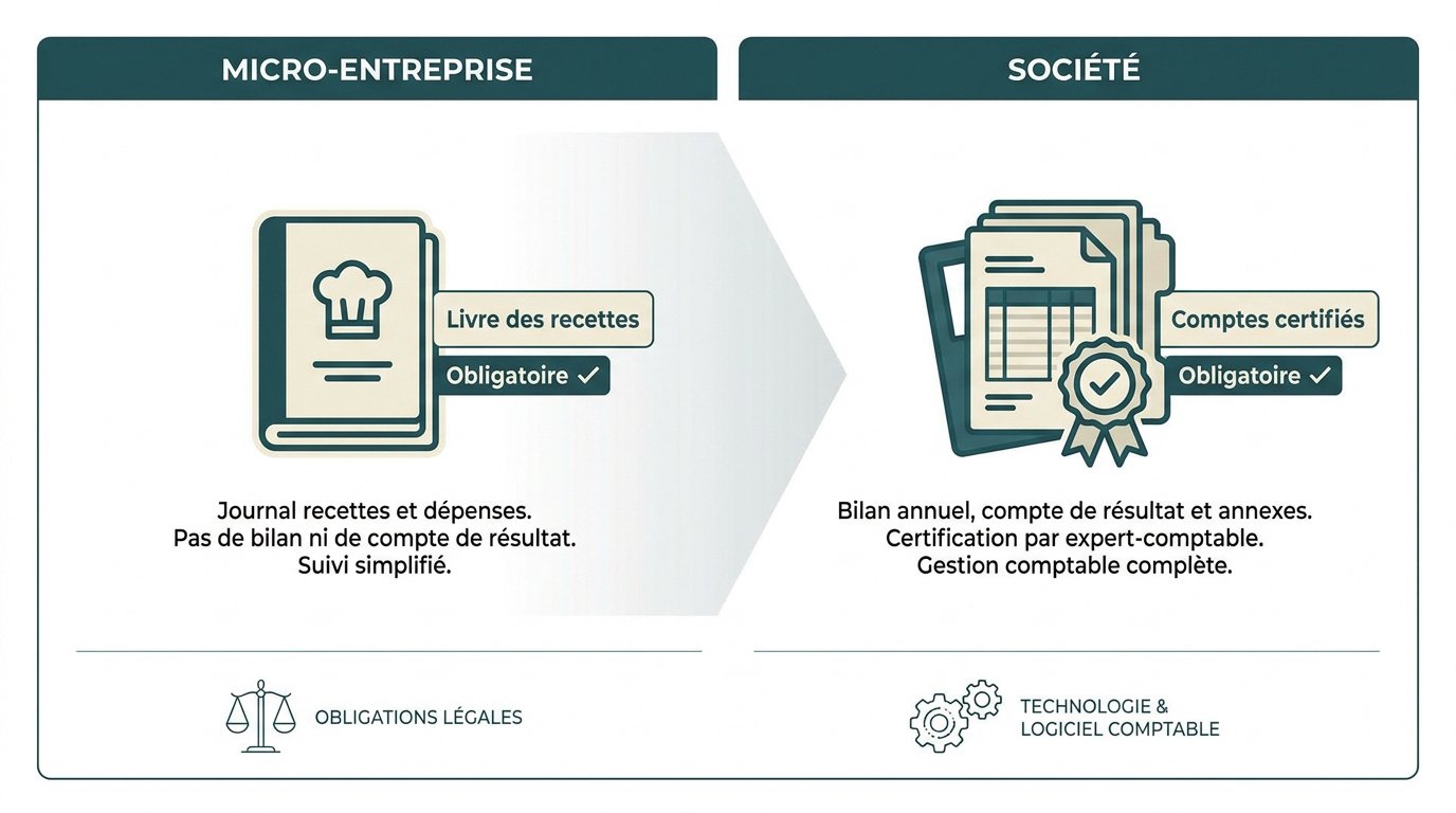 Comparaison des obligations comptables entre micro-entreprise et société