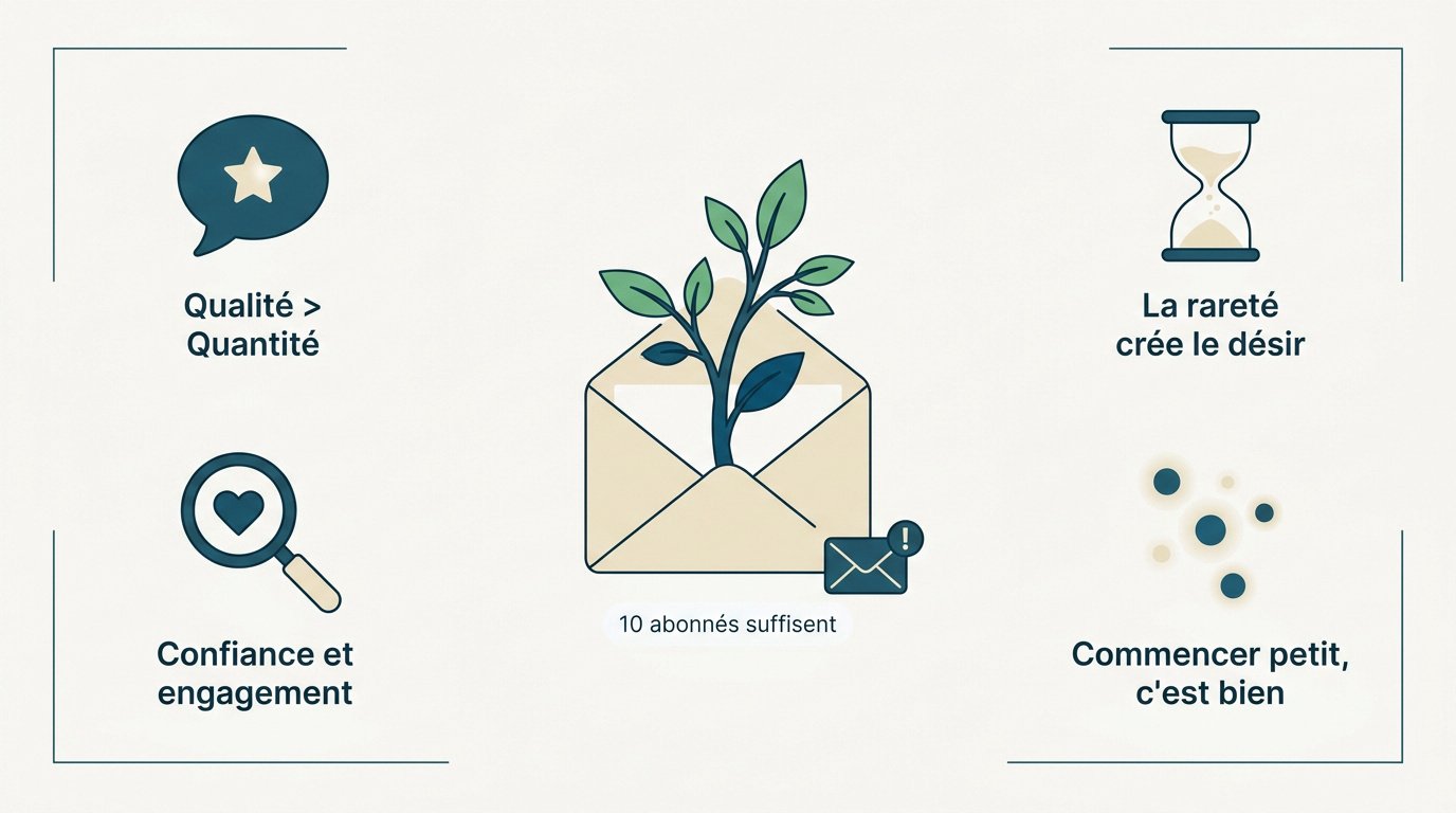 Graphique montrant la croissance d'une newsletter axée sur la qualité et la communauté