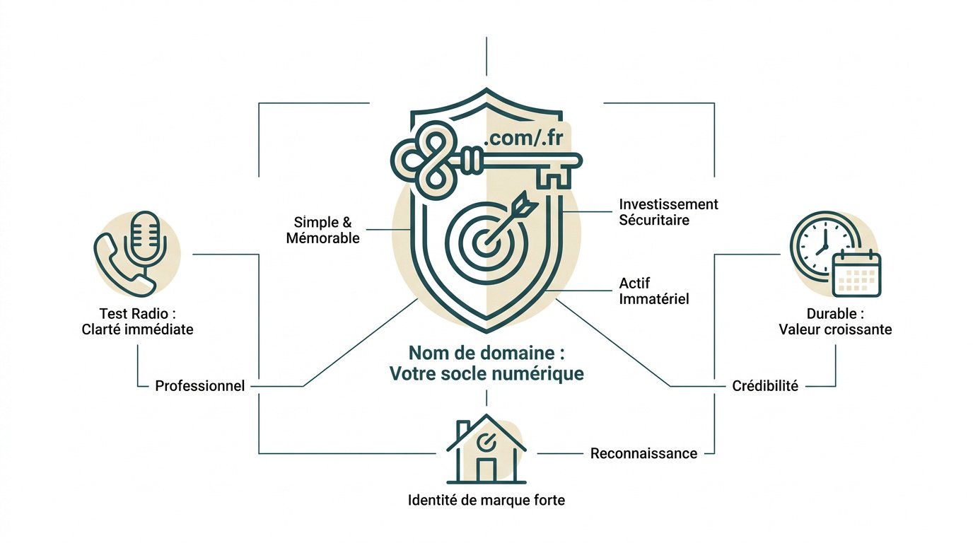 Illustration d'un nom de domaine comme socle numérique pour indépendant