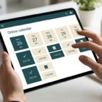 Une personne utilisant une application de calendrier en ligne sur une tablette pour organiser ses rendez-vous.