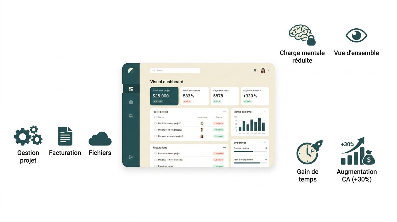 Tableau de bord visuel pour l'organisation freelance
