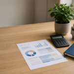 Budget RSE d’une petite entreprise posé sur un bureau avec un carnet et une plante