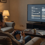Console de salon dans un intérieur familial, au moment de régler le contrôle parental