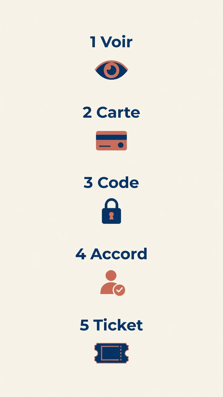 Cinq étapes : voir l'historique, retirer la carte, exiger un code, demander l'accord, garder le ticket.
