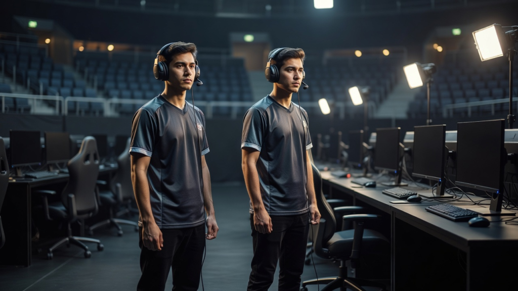 Setup de jeu utilisé par une équipe esport pendant une session d'entraînement
